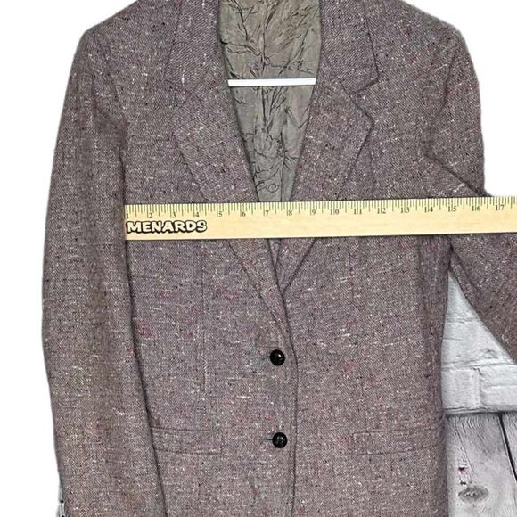 Oscar de la Renta Women's Maroon Knit Tweed Blazer - Picture 5 of 9